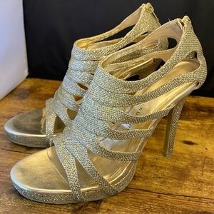 4 for $20 SALE! Chinese Laundry Z Impress Gold Glitter Gladiator Heels, 8.5M